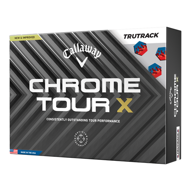 Front of Callaway Chrome Tour X TruTrack Golf Ball box