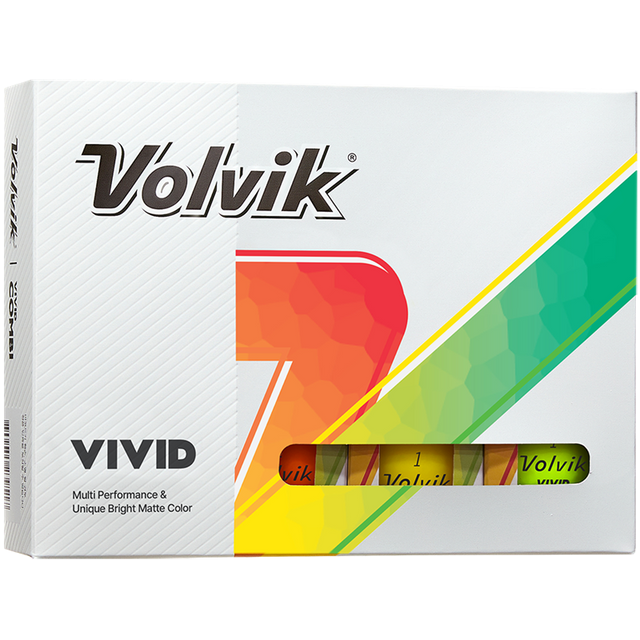 Front of Volvik Vivid Golf Balls box