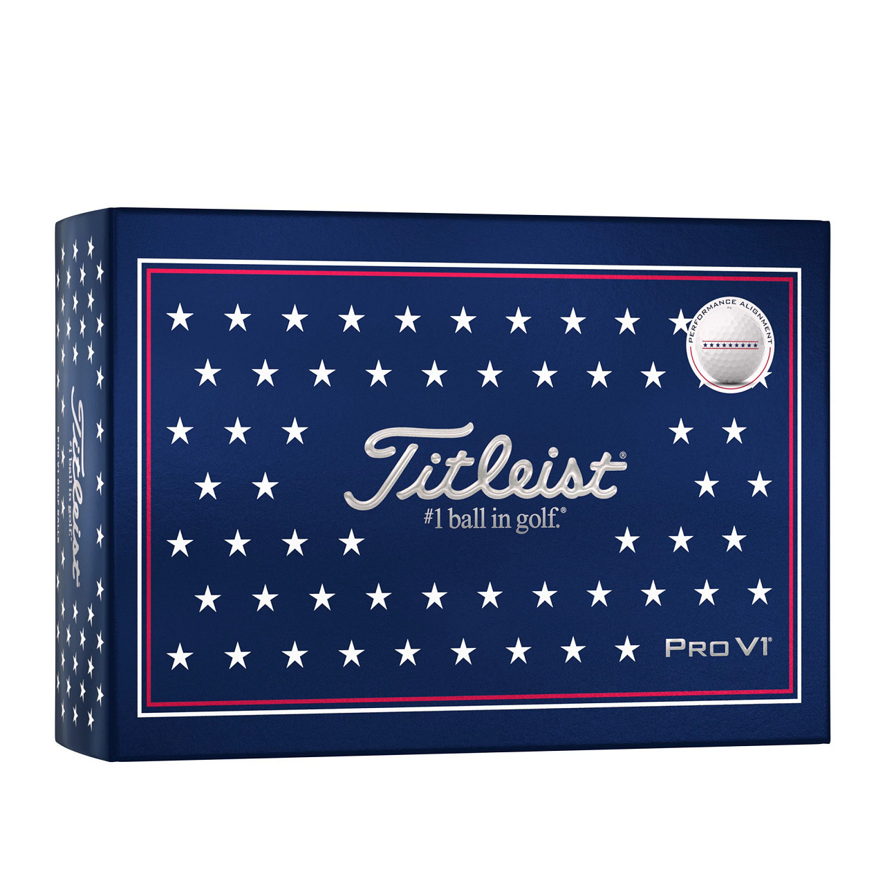 Front of Titleist Pro V1 US Flag Golf Ball box