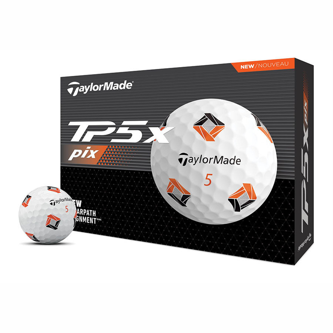 Front of TaylorMade TP5x Pix Golf Ball Box