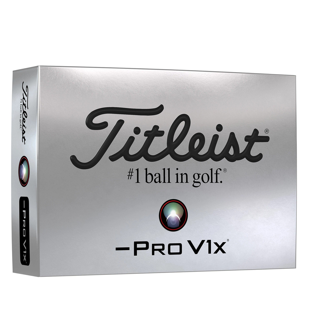 Front of Titleist Pro V1x Left Dash Golf Balls box