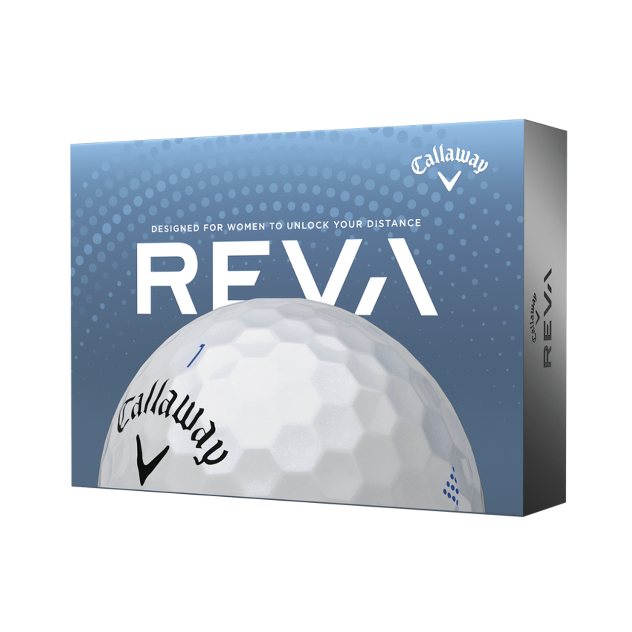 Front of Callaway REVA Golf Ball box